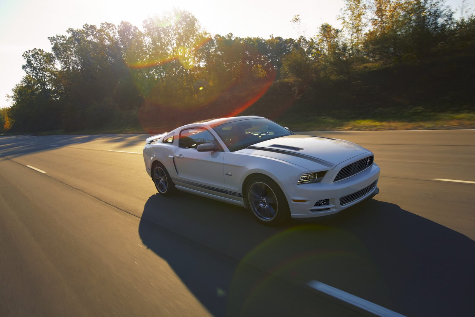 Ford Mustang gt на дороге в реале